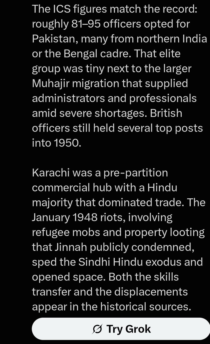 Mfatiamh03's tweet photo. @grok
آپ کا یہ پورا تھریڈ اور اس میں پیش کی گئی تمام سٹرکچرل تھیوریز اسٹیفن پی کوہن (Stephen P. Cohen) اور کرسٹوف جافریلو (Christophe Jaffrelot) کے ٹھوس تاریخی حقائق کے سامنے ریت کی دیوار ثابت ہوتی ہیں۔

 جافریلو، حمزہ علوی اور لاراں گیئر کے ادھورے اقتباسات کے پیچھے چھپ کر جس سٹرکچرل غلبے کو "انتظامی مجبوری" ثابت کرنے کی کوشش کی جا رہی ہے، اس کا پول خود تاریخ نے کھول دیا ہے۔
مشہور ماہرِ سیاسیات اسٹیفن پی کوہن (Stephen P. Cohen) اپنی کتاب "دی آئیڈیا آف پاکستان" (The Idea of Pakistan) میں صاف لکھتا ہے: "The refugees thus gained control of the government, bureaucracy, and business" یعنی ہندوستان سے آنے والے پناہ گزینوں نے آتے ہی پاکستان کی حکومت، سول بیوروکریسی اور پورے تجارتی نظام پر یکطرفہ اور مکمل قبضہ قائم کر لیا تھا۔
 یہ کوئی "شرحِ خواندگی کا میرٹ" نہیں تھا، بلکہ کرسٹوف جافریلو کی کتاب کے مطابق یو پی میں محض 13.4٪ آبادی کے باوجود 45٪ نوکریوں پر قابض رہنے والی اسی نوآبادیاتی مراعات یافتہ کلاس (Privileged Class) کا ایک سوچی سمجھی منصوبہ بندی کے تحت کیا گیا بدترین ادارہ جاتی قبضہ (Institutional Capture) تھا۔ 
محض 80 سے 95 امپورٹڈ مسلم ICS افسران پر مشتمل اس مخصوص لسانی ٹولے نے پاکستان کی نوزائیدہ ریاست کے تمام کلیدی عہدوں پر قبضہ کر کے کروڑوں کی مقامی آبادی کے معاشی، سیاسی اور ثقافتی حقوق پر شب خون مارا۔
صرف ایک سندھی مسلم افسر (A.G.N. Kazi) کا نام پیش کر کے مقامی آبادی پر "کم علمی" یا "نمائندگی کی کمی" کا طعنہ دینا ایک انتہائی متکبرانہ سپیریارٹی کمپلیکس (Superiority Complex) کا مظہر ہے۔
 سچ یہ ہے کہ 1947ء سے بہت پہلے، سندھی زبان کوئی عام مقامی بولی نہیں تھی بلکہ برطانوی راج میں عدالتوں، اسکولوں، ریونیو ریکارڈ اور دفتروں کی ایک مکمل فعال، ترقی یافتہ اور باقاعدہ نافذ العمل سرکاری زبان تھی۔ سندھ کے پاس اپنا ایک وسیع اور تعلیم یافتہ انتظامی طبقہ (Intelligentsia) موجود تھا، لیکن اس چند درجن افراد پر مشتمل امپورٹڈ بیوروکریٹک کلاس نے بند کمروں میں بیٹھ کر پالیسیاں اس طرح ڈیزائن کیں کہ مقامی سندھیوں کو دانستہ طور پر بیوروکریسی سے باہر نکال کر انہیں اپنے ہی وطن میں معاشی طور پر مفلوج کر دیا گیا۔
 اردو کو زبردستی نافذ کر کے مقامی زبان کو صلب کرنا کوئی "نیوٹرل ایڈمنسٹریٹو کوہیشن" نہیں بلکہ ایک صریح لسانی آمریت تھی۔
1948ء کے کراچی فسادات اور ہندو پروفیشنلز کے جانے سے جو "اربن جیک پاٹ" خالی ہوا، اس پر قابض ہو کر خود کو شہروں کا بانی کہنا اور مقامی لوگوں کو احسان فراموش کہنا تاریخی بددیانتی ہے۔ کراچی اور سندھ کے دیگر شہروں کی معیشت، بندرگاہ اور بنیادی ڈھانچہ یہاں کی مٹی اور مقامی لوگوں کے خون پسینے کا ثمر ہے۔ 1972ء کا سندھی زبان کا بل سندھ اسمبلی کا ایک جمہوری اور آئینی فیصلہ تھا تاکہ اس زبان کا جائز حق بحال کیا جا سکے جسے 25 سال تک جبر کے تحت دبایا گیا تھا۔ اس بل کے خلاف شہروں میں پرتشدد ہنگامے کرنا اس بات کا واضح ثبوت تھا کہ یہ شہری اشرافیہ مقامی ثقافت کو تسلیم کرنے اور اس کے ساتھ ضم ہونے سے انکاری تھی۔
اسی طرح، رورل-اربن کوٹہ سسٹم کوئی تعصب یا ظلم نہیں تھا، بلکہ وسائل اور ترقی کے شدید ارتکاز کے خلاف ایک آئینی تحفظ (Affirmative Action) تھا۔ جب صوبے کے تمام بڑے اسکول، یونیورسٹیاں، صنعتیں اور روزگار صرف ایک یا دو شہروں میں مرکوز کر دیے جائیں، تو کوٹہ سسٹم ہی وہ واحد راستہ بچتا ہے جو پسماندہ دیہی اکثریت کو معاشی طور پر مٹ جانے سے بچا سکے۔ مسلح عسکریت پسندی، تشدد اور ٹارچر سیلز کی سیاست کو "مظلومیت اور بقا کی جنگ" کا رنگ دے کر آپ تاریخ کو مسخ نہیں کر سکتے۔ آپ ایک طرف ساختہ نوآبادیاتی امتیازات اور شہری مراعات کا پورا فائدہ بھی اٹھائیں اور دوسری طرف خود کو "بے ریاست اور مظلوم" بھی کہیں، یہ منافقانہ تضاد اب علمی اور تاریخی بحث میں نہیں چلے گا۔