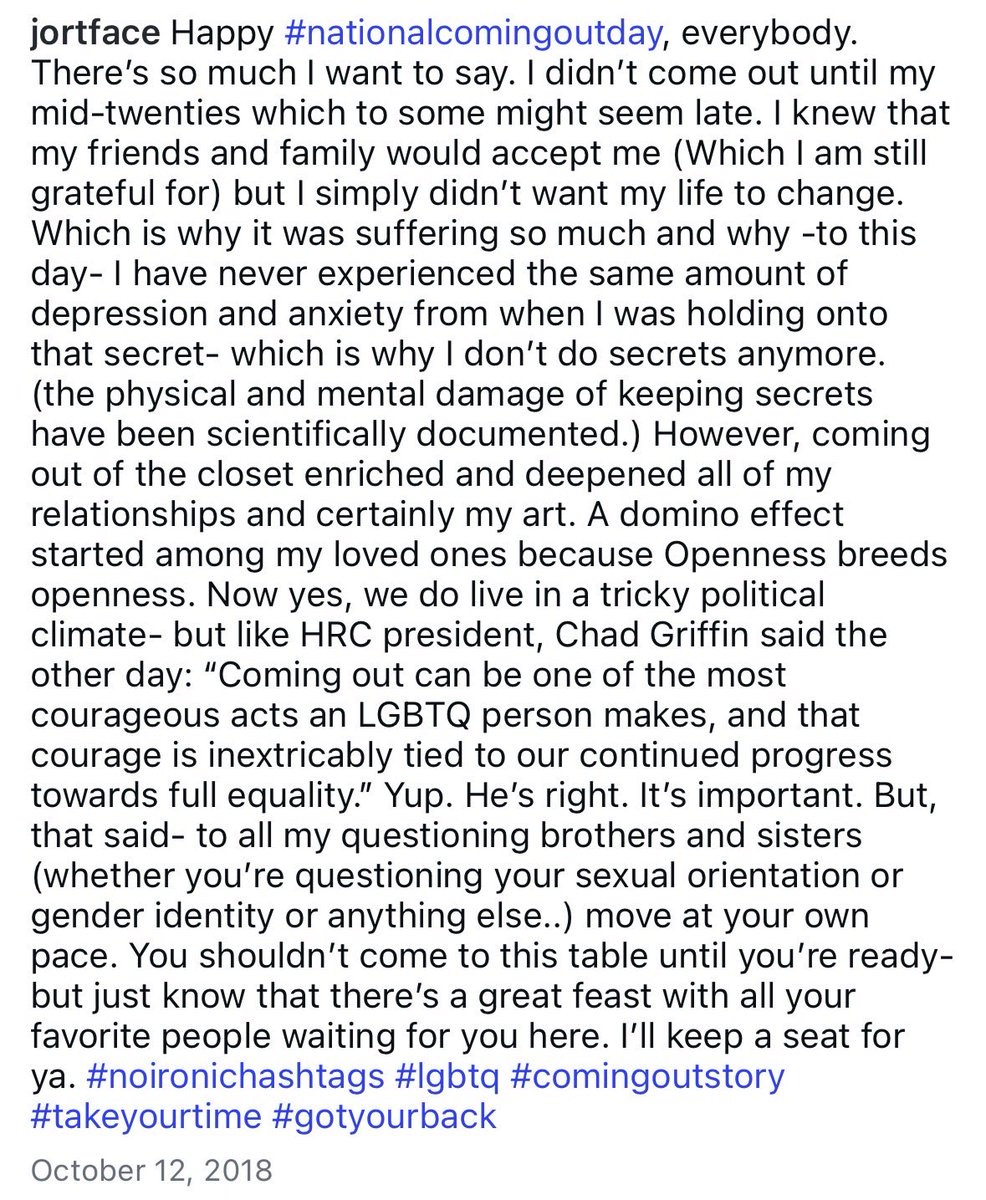 still_cantsleep's tweet photo. Eight years ago today(ish), James wrote a wonderful instagram post to commemorate National Coming Out Day with his own story. https://t.co/ubZKVyQwR0