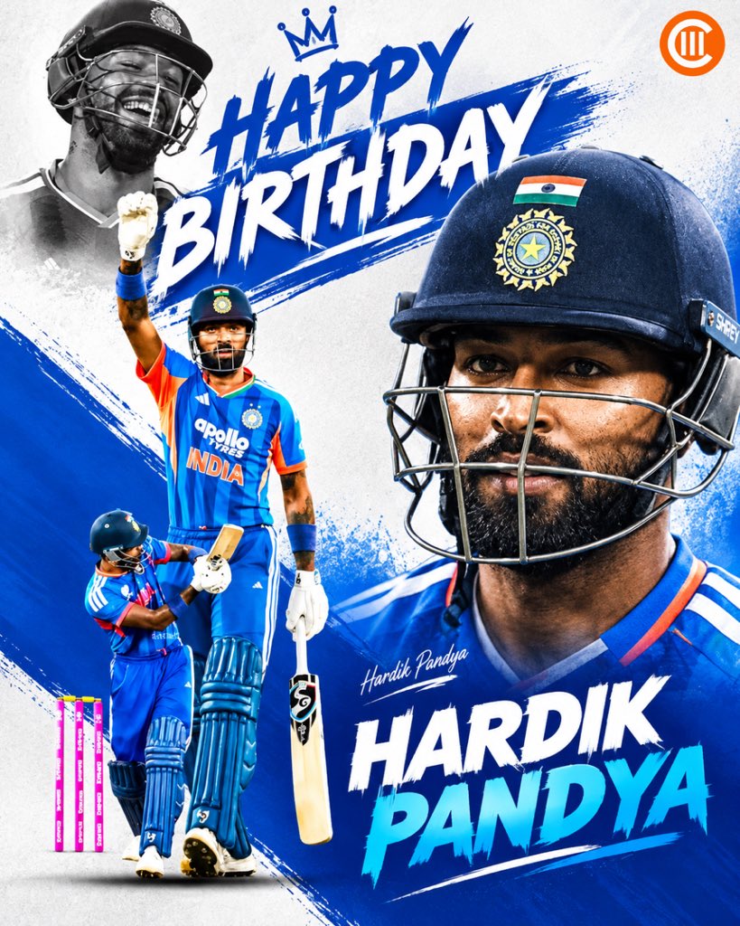 crickrate's tweet photo. Happy Birthday to India’s very own all-rounder, Hardik Pandya! 🎂💙🔥

Power, passion, and match-winning moments 🙌🏻��️
wishing you many more years of dominating the game! 🏏👑🇮🇳

#HardikPandya #HappyBirthdayHardik #TeamIndia #Crickrate https://t.co/QZRq5jmgJo