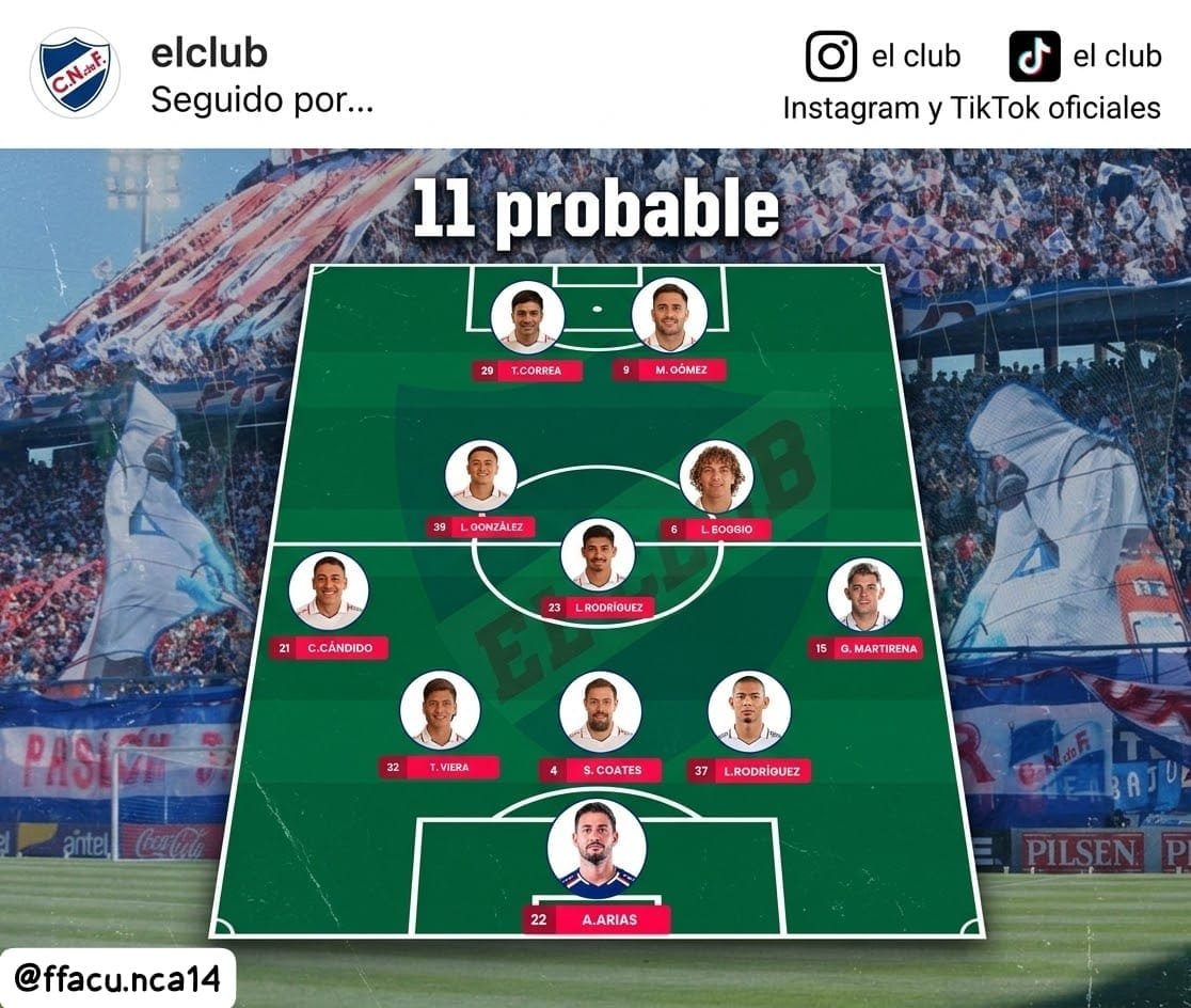 ElClub1899's tweet photo. Este es el probable 11 de #Nacional !!
seguinos en nuestra redes!! https://t.co/oLPmy6oIdk
