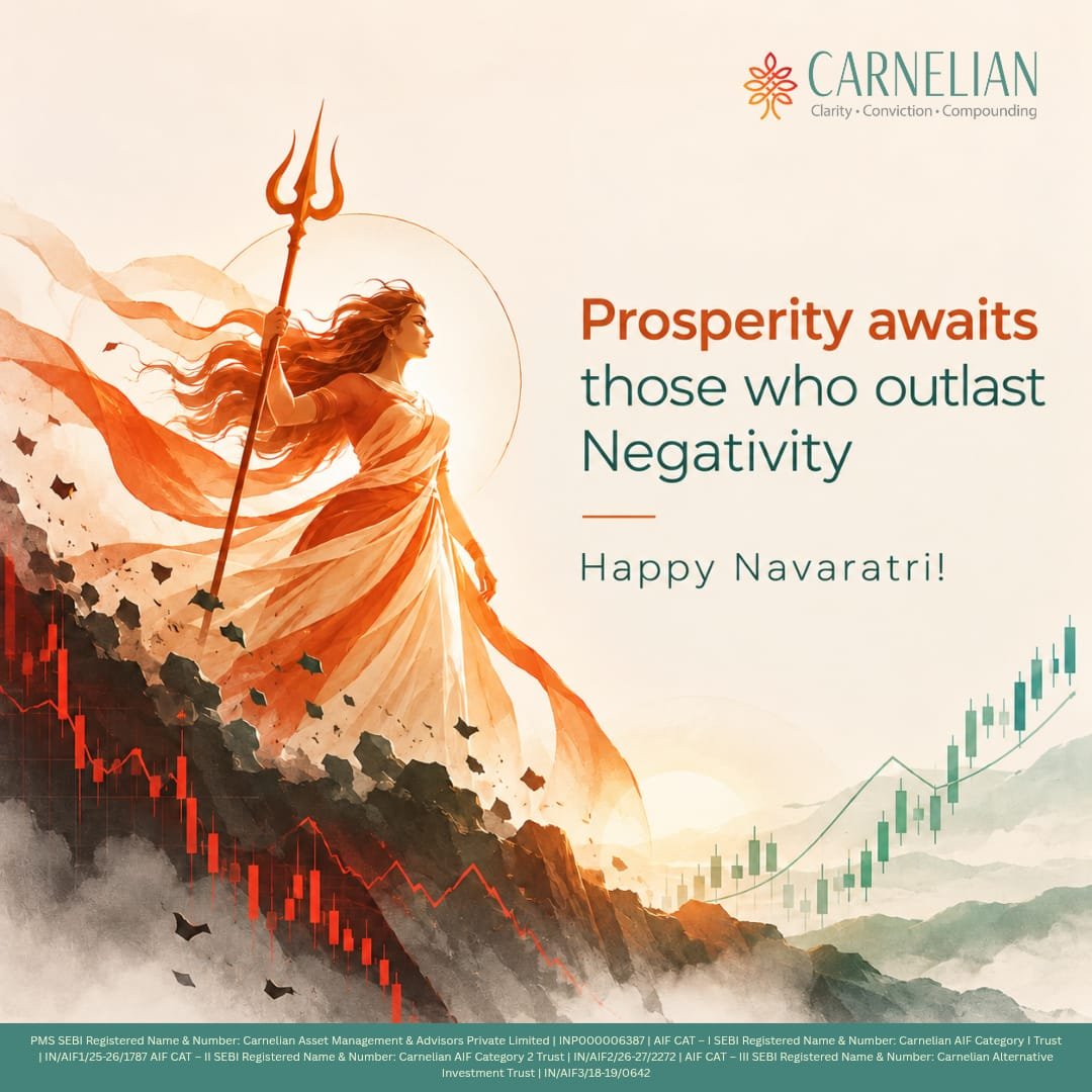 carnelian_asset's tweet photo. This Navaratri, may the triumph of good over evil inspire us to rise above negativity, embrace positivity and welcome new beginnings filled with abundance and prosperity.

Wishing you and your family a blessed and joyous Navaratri!

Click here to know more about our offerings: https://t.co/lLfGvpaPR0

Want to invest with us? click here: https://t.co/MzxQ8ffBg8

@vikaskhemani; @manoj_bahety; @khemani_swati

PMS SEBI Registered Name & Number: Carnelian Asset Management & Advisors Private Limited | INP000006387 
AIF CAT – I SEBI Registered Name & Number: Carnelian AIF Category I Trust | IN/AIF1/25-26/1787
AIF CAT – II SEBI Registered Name & Number: Carnelian AIF Category 2 Trust | IN/AIF2/26-27/2272
AIF CAT – III SEBI Registered Name & Number: Carnelian Alternative Investment Trust | IN/AIF3/18-19/0642

#Navratri2026 #Navratri