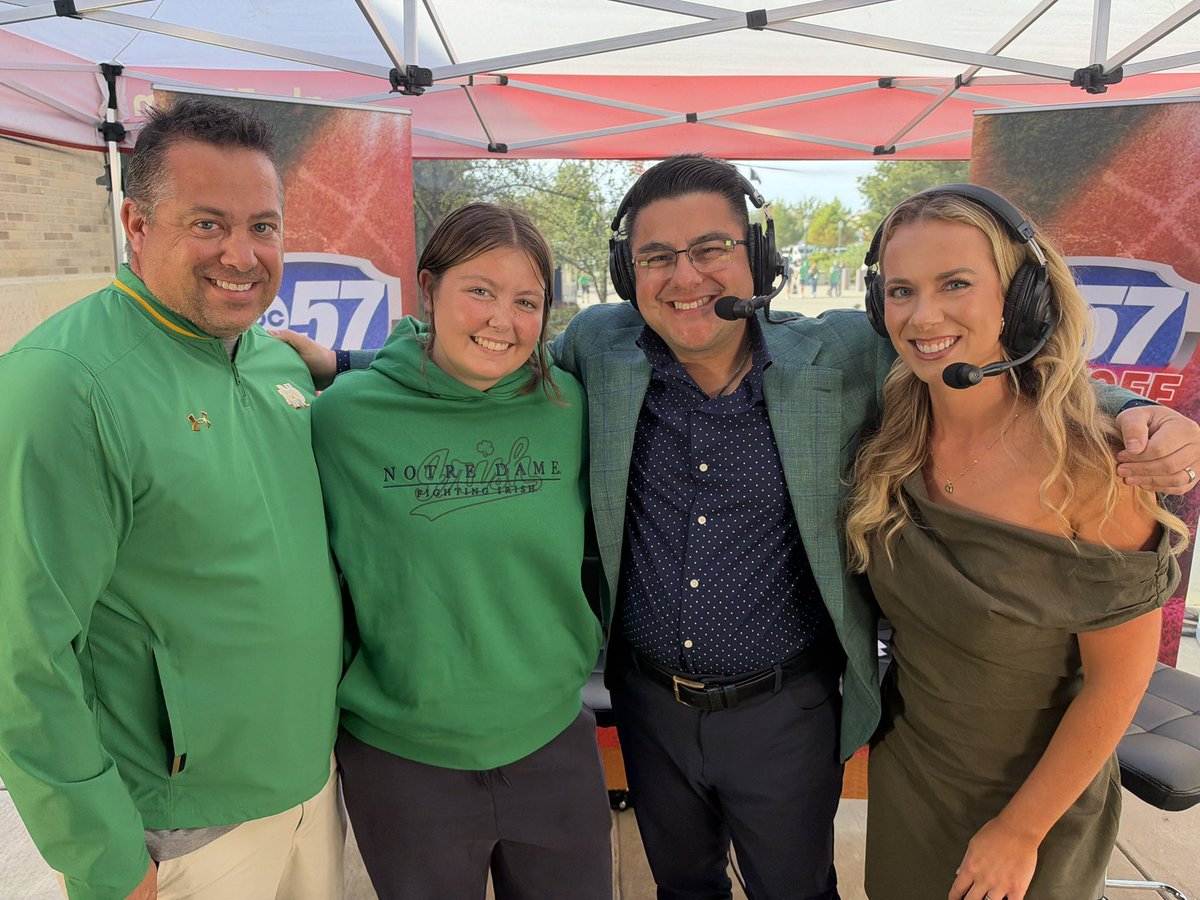 breamurphy31's tweet photo. Thank you @vahidtv and @ABC57News for inviting me back onto the kickoff show to give an update on my comeback. And for the tickets to the game. 81 more days until I ring the bell. @minookasoftball @MinookaStrength https://t.co/cM6BpfzMwY