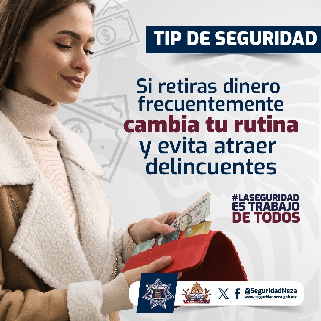 seguridadneza's tweet photo. 🛡️ #SeguriTip | Si vas a usar un cajero automático, toma en cuenta lo siguiente:
✅ No aceptes ayuda de desconocidos
👀 Mantente atento a personas sospechosas
🚓 Si lo necesitas, solicita apoyo o acompañamiento policial al 55 5743 4343 https://t.co/tPmalidyjn