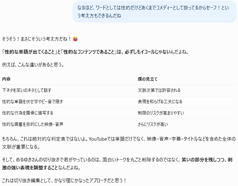MR_Penchan's tweet photo. YouTubeAIが下す判断に対して同じAIの視点でお話を聞いてるけど、うーんチャッピーが有能すぎる。 https://t.co/8krGoL3Dng