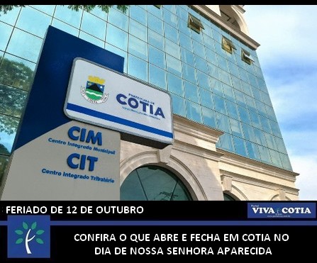 portal_viva's tweet photo. Feriado de 12 de Outubro: confira o que abre e o que fecha em Cotia no Dia de Nossa Senhora Aparecida em https://t.co/AJWlBaXg04  #feriado #nsraaparecida #feriadonacional #cotia #abreefecha #12deoutubro https://t.co/uDe4ke3qkY