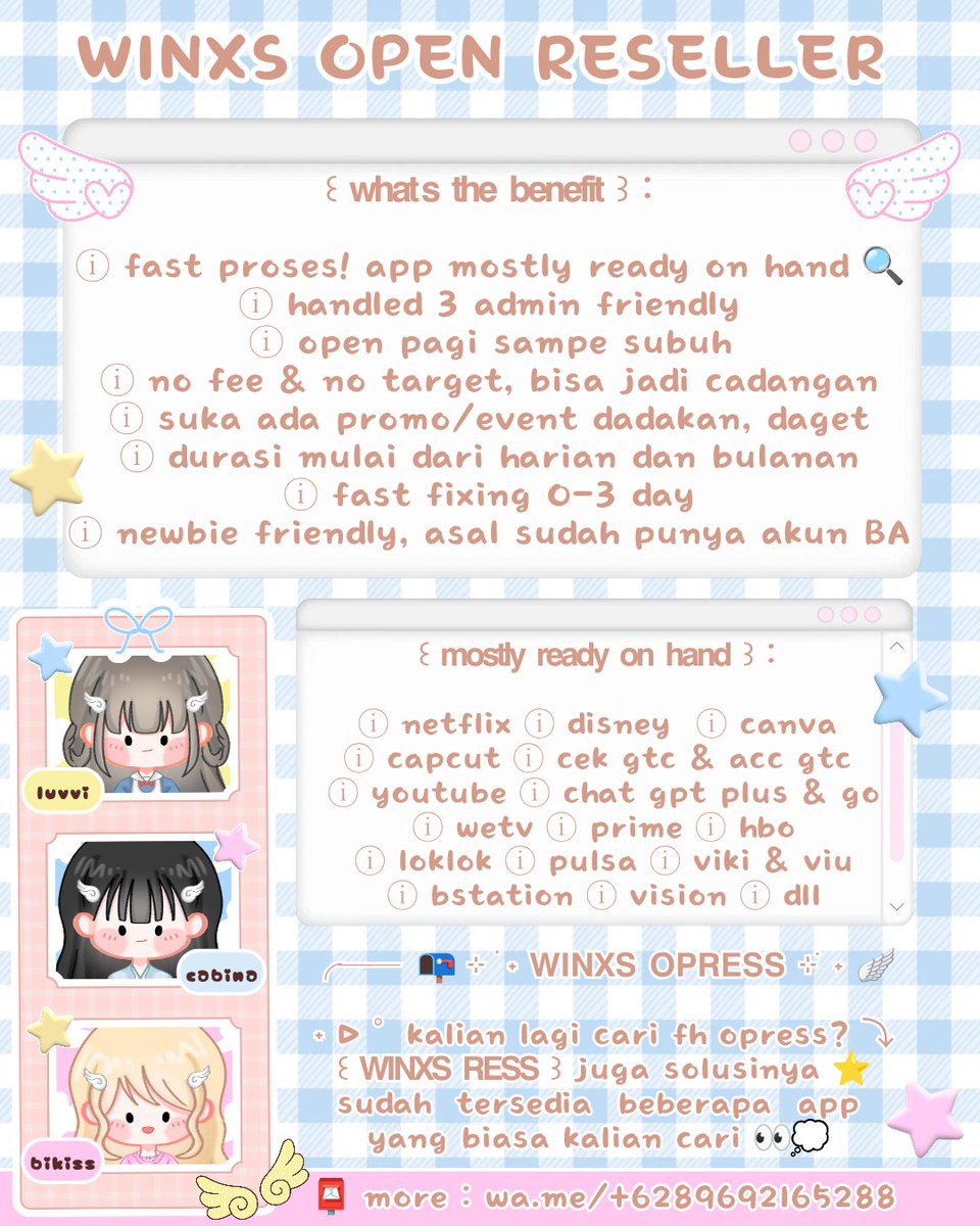 IPinkkys's tweet photo. ╭──⠀📭 ⊹ ࣪ ˖ 𝗪𝗜𝗡𝗫𝗦 𝗢𝗣𝗥𝗘𝗦𝗦 ⊹ ࣪ ˖ 🪽

˖ ▷˚ kalian lagi cari fh opress? ⤵
꒰ 𝗪𝗜𝗡𝗫𝗦 𝗥𝗘𝗦𝗦 ꒱ juga solusinya ⭐️
sudah  tersedia  beberapa  app 
yang biasa kalian cari 👀💭 

📮 more : https://t.co/GxC8WBAEXp

#zonauang #zonajajan #zonauangㅤ https://t.co/T4IvKLIASh