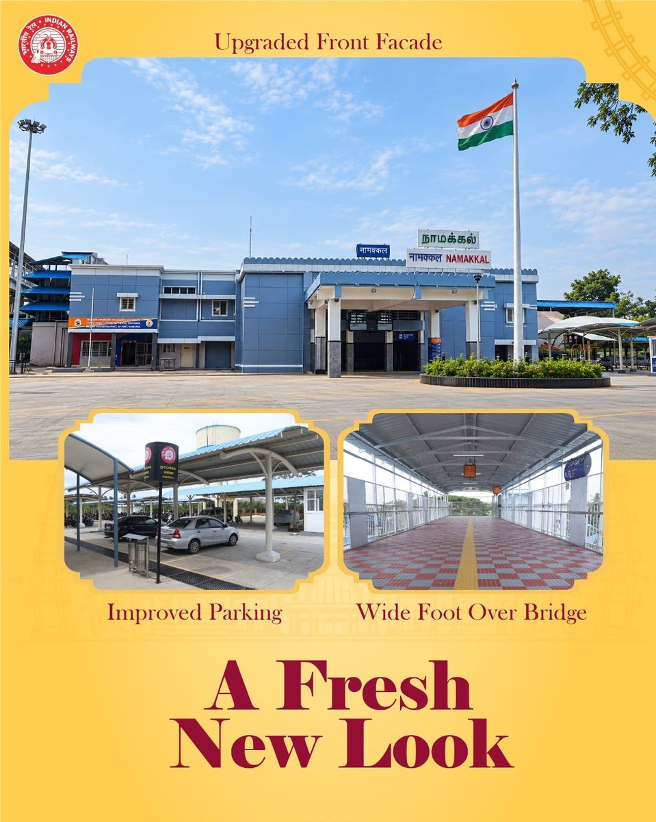 RailwayNorthern's tweet photo. Comfort meets convenience!
The Namakkal Railway Station gets a modern makeover with new passenger amenities ensuring a comfortable travel experience for all.

#RailInfra4TamilNadu https://t.co/QD2ZFRBXdn