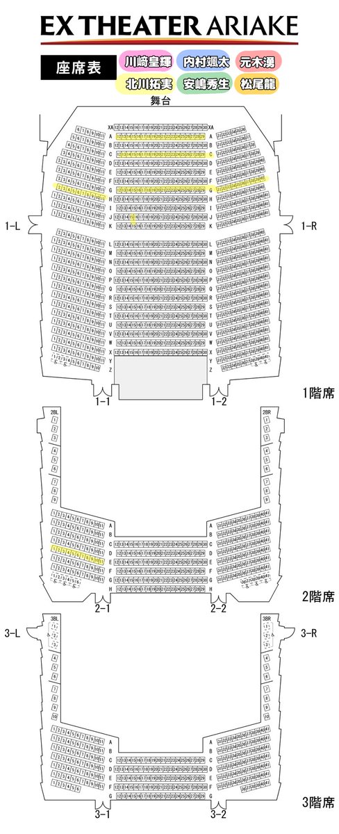 mero_protan's tweet photo. 百鬼夜鏡 座席分布調査
EX THEATER ARIAKE
2026/10/11 19:00現在

情報局該当名義別

川﨑皇輝名義・内村颯太名義・元木湧名義・北川拓実名義

※1ブロックより大きい範囲のものは除外しております
※全日程合わせての集計

⚠️母数少ないものも多いのであくまで参考までに

 #百鬼夜鏡 https://t.co/jXdW9kSFHu