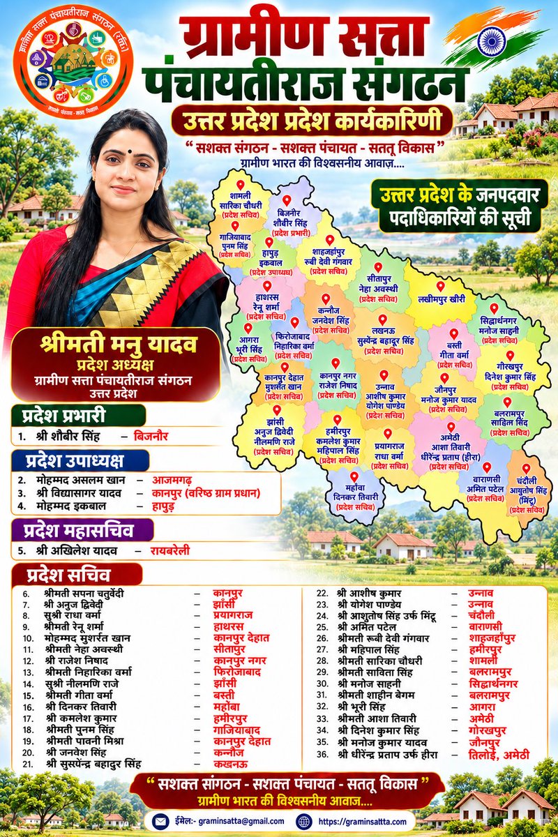 graminsatta's tweet photo. – विवेक चन्द्र अवस्थी
        "राष्ट्रीय अध्यक्ष"
ग्रामीण सत्ता पंचायतीराज संगठन
("सशक्त संगठन-सशक्त पंचायत-सतत् विकास")
    ग्रामीण भारत की विश्वसनीय आवाज़....
📞 Mob.+91 9415486328
📧 ईमेल:-graminsatta@gmail.com
🌐 https://t.co/gVWIfzVwsd
🌐 https://t.co/Y4rhp1hEgM
#GraminSatta #PanchayatiRaj #PanchayatElection2026 #UPPanchayatElection #PanchayatiRajUP #GramPradhan #GramPanchayat #PanchayatNews #PanchayatSashaktikaran #EmpoweredPanchayat #DigitalPanchayat #RuralDevelopment #UttarPradesh #UPGovernment #YogiAdityanath #CMOfficeUP #MinistryOfPanchayatiRaj #MoPR #GPDP #AtmanirbharPanchayat #AtmanirbharGaon #SmartVillage #GrassrootLeader #TopPradhan #PradhanOfTheMonth
#facebookpost #photooftheday #photos