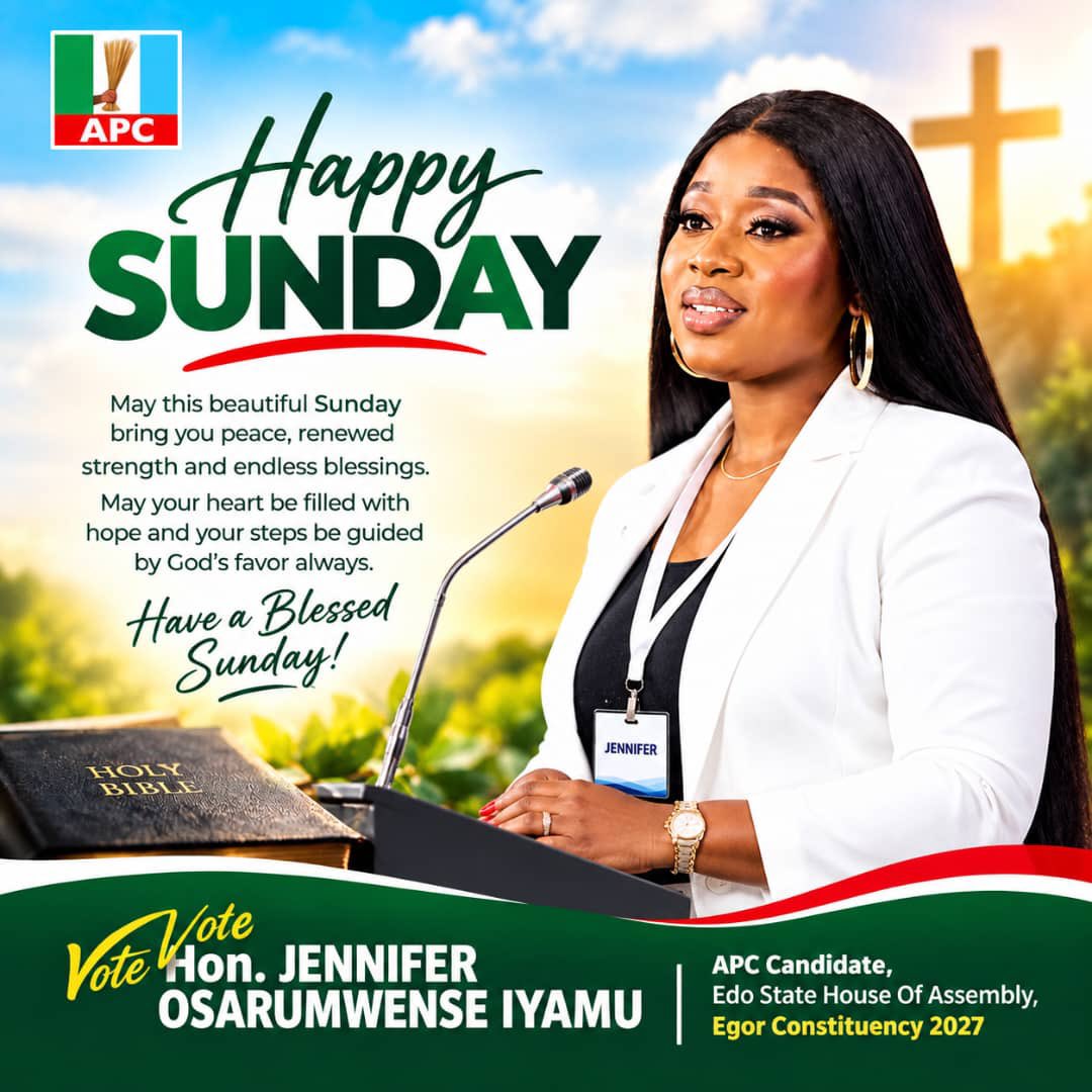 iyamu_o's tweet photo. A SUNDAY MESSAGE FROM THE HEART OF GRASSROOTS REPRESENTATION

Happy Sunday to the good people of Egor Constituency.

Vote JOI for Edo State House of Assembly, Egor Constituency 2027.
©️ HON. JENNIFER MEDIA TEAM https://t.co/QMTj8HKTei