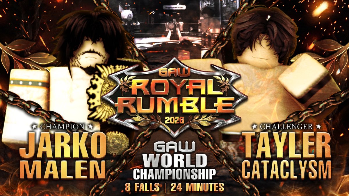 golden_aguila's tweet photo. Jarko finally accepts Tayler into the GAW World Title match after Tayler puts his career on the line to meet Jarko's demands!

This is the ultimate showdown among tonight's title matches.

Who will leave the arena as GAW World Champion?

#GAWRoyalRumble https://t.co/LyMQbX9N3G