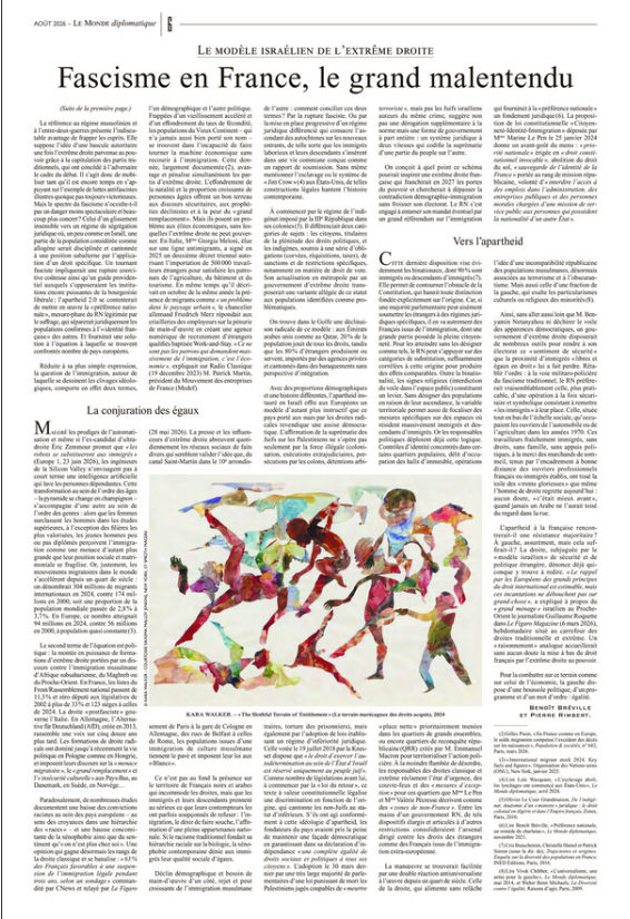 Manouck44's tweet photo. 🚨C'est l'occasion de lire cet excellent article du Monde Diplomatique. 
Il montre que l'extrême droite française s'inspire du modèle israélien pour imaginer une démocratie à deux vitesses fondée sur la préférence nationale. 

https://t.co/DxN66nzHeK https://t.co/zizAozEBEv