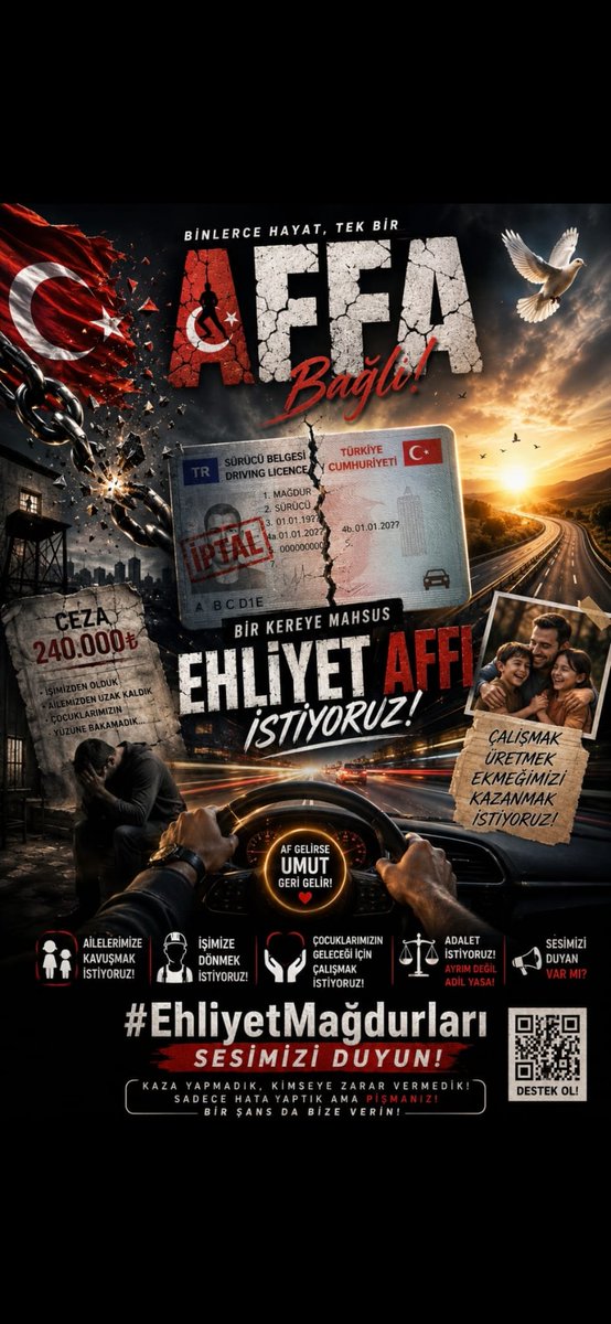 YasinIsci51211's tweet photo. Ölümlü ve yaralanma kazaya karışmamışlar için tam kapsamlı ehliyet affı çıkmalı 
#EhliyetMağdurları 
@mustafaciftcitr 
@TC_icisleri 
@kulishaber16 https://t.co/ztjvTfWNvX