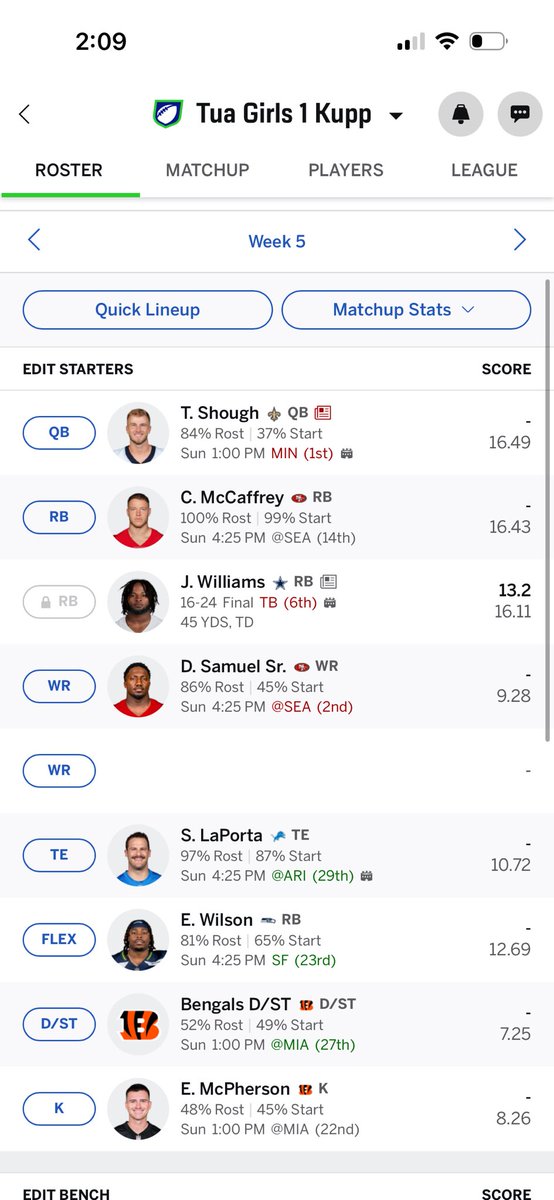 NoelKiefer8's tweet photo. Some1 create the best lineup for today using this roster.
#NFL #Fantasyfootball #Sunday #Fantasy #Sit #Start https://t.co/69gff62NAF