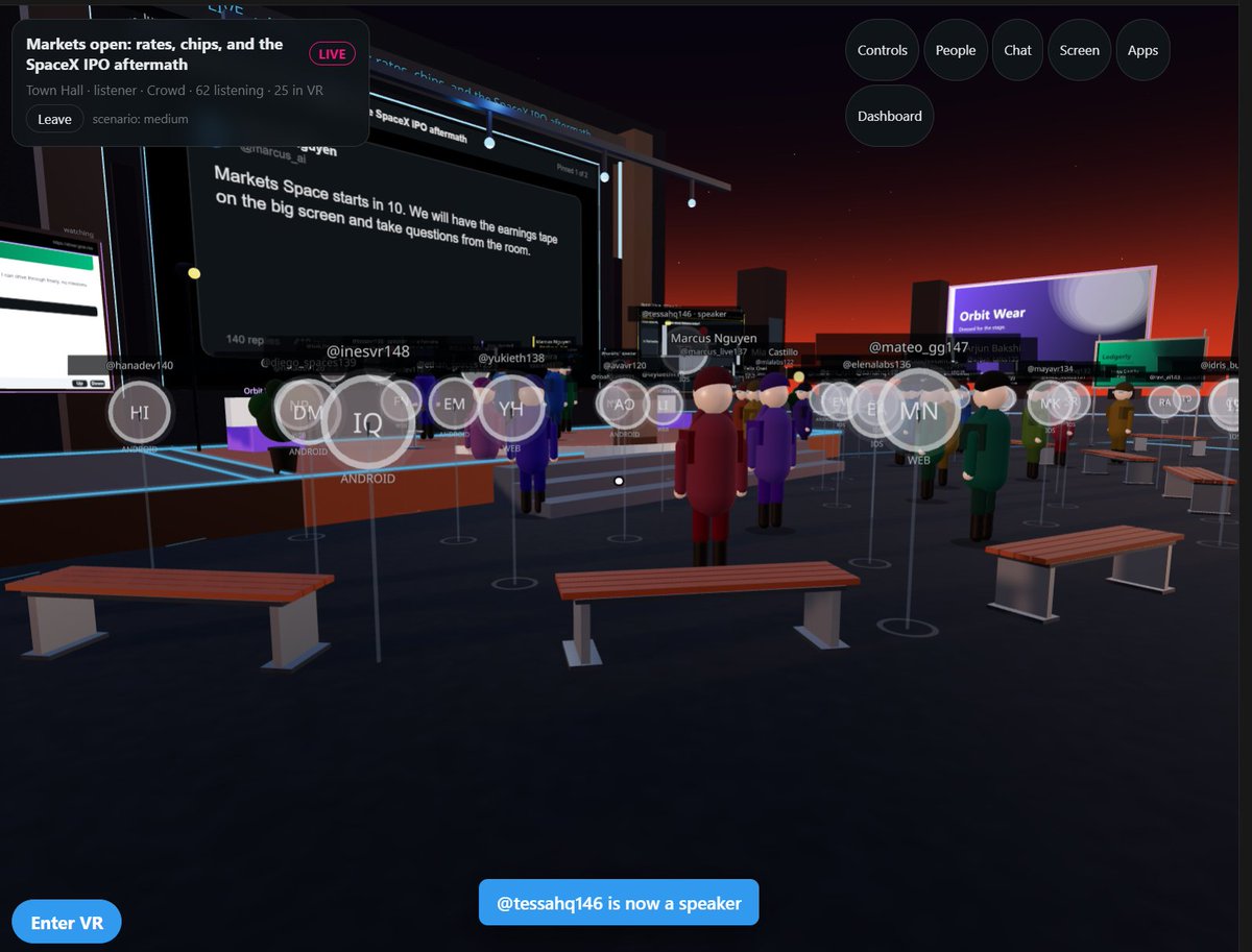 2senseless's tweet photo. I spent some extra toks on putting together a spaces vr poc that's usable in web as a 3d world or with vr head gear. There is a lot of latent potential in spaces @elonmusk @lindayaX @singhai @benjitaylor @dinkin_flickaa https://t.co/HF32PxwBcI