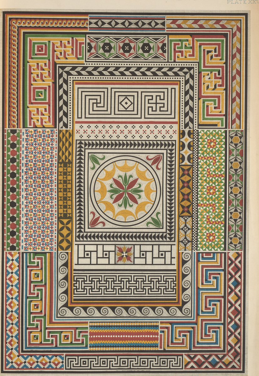 MeditateColor's tweet photo. Owen Jones, The Grammar of Ornament. 1856. Chromolithography. 

Four plates from a book that gathered patterns from architecture, textiles and decoration into a library of color and form. https://t.co/uzblWsCJes