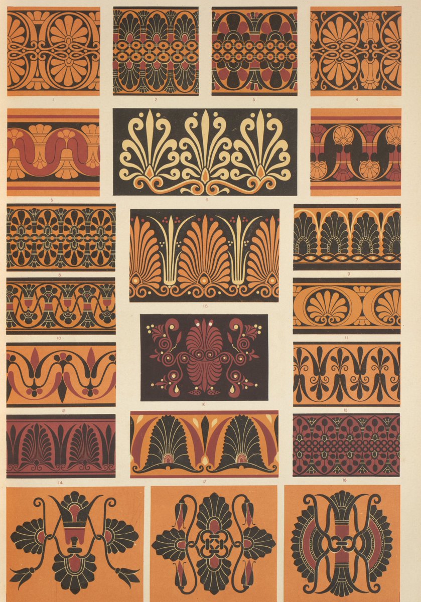 MeditateColor's tweet photo. Owen Jones, The Grammar of Ornament. 1856. Chromolithography. 

Four plates from a book that gathered patterns from architecture, textiles and decoration into a library of color and form. https://t.co/uzblWsCJes