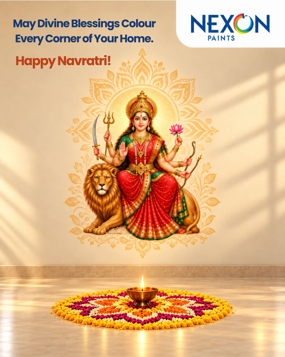 NexonPaints's tweet photo. May this #Navratri bring divine blessings, happiness, and positivity into every home.

As we celebrate the triumph of good over evil, may your days be filled with devotion and your homes with warmth and beautiful colours.

Nexon Paints wishes you a Happy Navratri!

#NexonPaints https://t.co/ZBNCSyBnb5