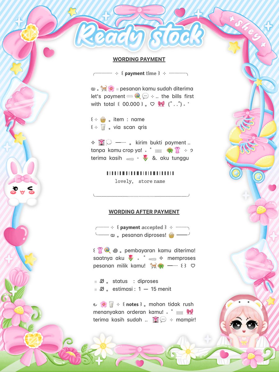baemofn's tweet photo. 𐔌 🛼 . . help  rt，please? thank you  ˖ ˚ ‹𝟹

⌗ もしもし  🌸  ︿  ﹒ shey  brings bundle
wording ꒰ payment &amp; after ꒱ 𓈄  🐰💧 𖦹   
dengan  𖠗  🎀 🍭  𓈃  ⊹  IDR. 1O,OOO  ♡ 
⁝⁝ketuk dm / telegram aku 𓈈  ..  🥣

╰─ #bealanja ⊹ ꮺ https://t.co/rfBzkwAiGI