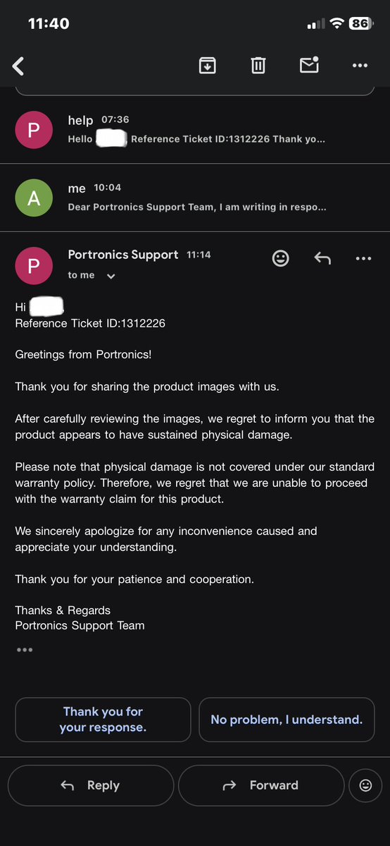 akshay45780's tweet photo. My 3-month-old @Portronics Muffs M6 headphones cracked under normal use. Support keeps dismissing the manufacturing defect as “physical damage” with automated replies.

Order: FWD-01KWQ61PEXFFAS9Q | Ticket: 131226

#ConsumerRights #Portronics https://t.co/YvK4K4ohry