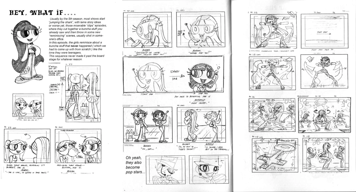utart94's tweet photo. Powerpuff Girls' teenager flashback scene was supposed to include the girls singing and dacning as popstar idols, but ultimately removed due to them twerking.

#powerpuffgirls https://t.co/WaHaR8HBSH