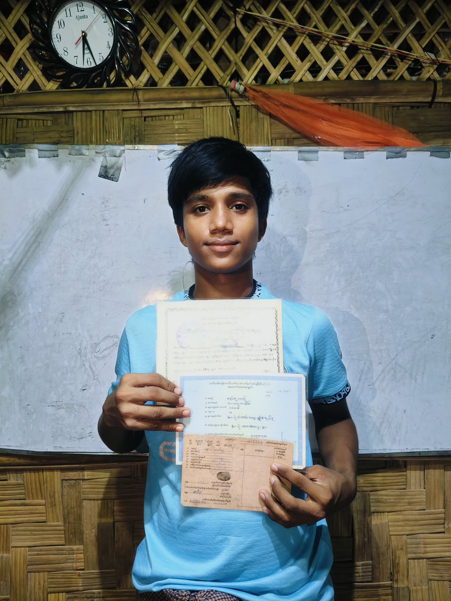 Rohingyaphotos's tweet photo. Aziz Ullah carries his father’s promise to preserve their Rohingya identity documents When fleeing Myanmar in 2017, he brought his family’s old records with himprecious evidence of Rohingya history, identity and nationality.

#RohingyaHistory #RohingyaIdentity #PreserveOurHistory https://t.co/CK2UmwMYG8