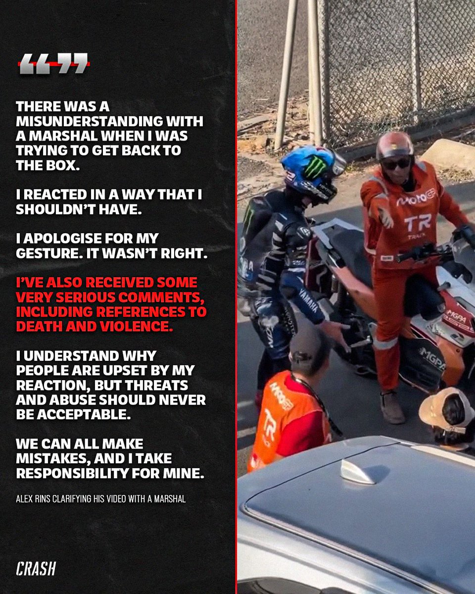Bro_Bonzer's tweet photo. What im learn from sources:
1.Marshal firefighter bike only take Alex until fence , not to paddock
2.Alex insist stay on the bike until paddock
3.Other 2 marshal ask Alex ride with car to the paddock

this misunderstanding made Alex stress and he crash out.. 

🤷‍♀️🤷‍♀️🤷‍♀️ https://t.co/OewNIri0cB
