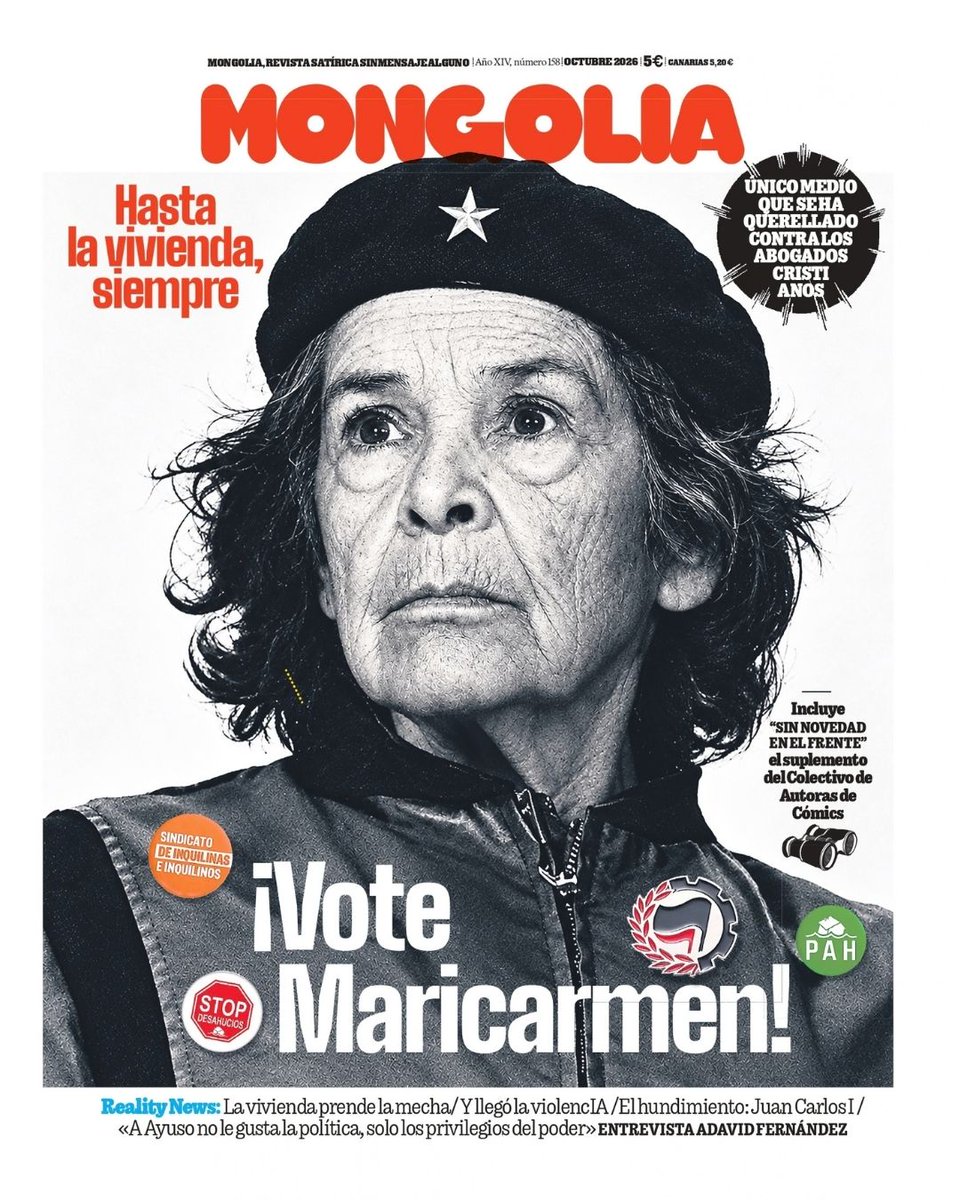 revistamongolia's tweet photo. ✊ Maricarmen se convirtió en símbolo de una injusticia que afecta a miles. Esta portada nació para homenajear su lucha. Hoy queremos volver a compartirla por ella y por todas las que siguen plantando cara.

❤️ ¡Vote Maricarmen! Hasta la vivienda, siempre. https://t.co/Hxm1fIvmb2