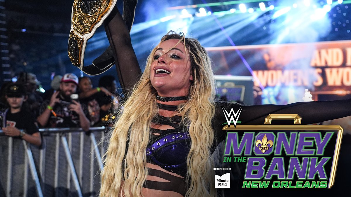 WWE's tweet photo. .@YaOnlyLivvOnce defeats @Steph_Vaquer and @BeckyLynchWWE in a Triple Threat Match to win the Women’s World Championship at #MITB!

RESULTS: https://t.co/fud6xeZH9K https://t.co/923NcfYpVG