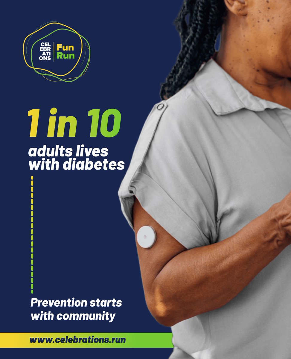 celebrationsrun's tweet photo. 1 in 10 adults lives with diabetes. But prevention is possible, and it starts with the choices we make together as a community. That’s the whole point of CELEBRATIONS.
Register today: https://t.co/MeD2EXPR3q https://t.co/LuRSuGjapL