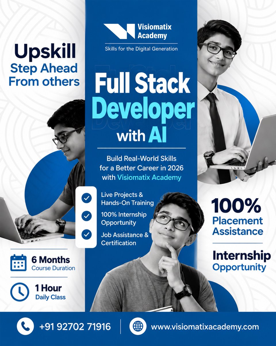 visiomatixmedia's tweet photo. 🚀 Build Your Future with Full Stack Development + AI!

The tech industry is evolving rapidly, and the right skills can help you stay ahead. 💻🤖

#VisiomatixAcademy #FullStackDevelopment #ArtificialIntelligence #LearnToCode #WebDevelopment #AI #TechCareers #CodingBootcamp https://t.co/Rx98pZi1ga
