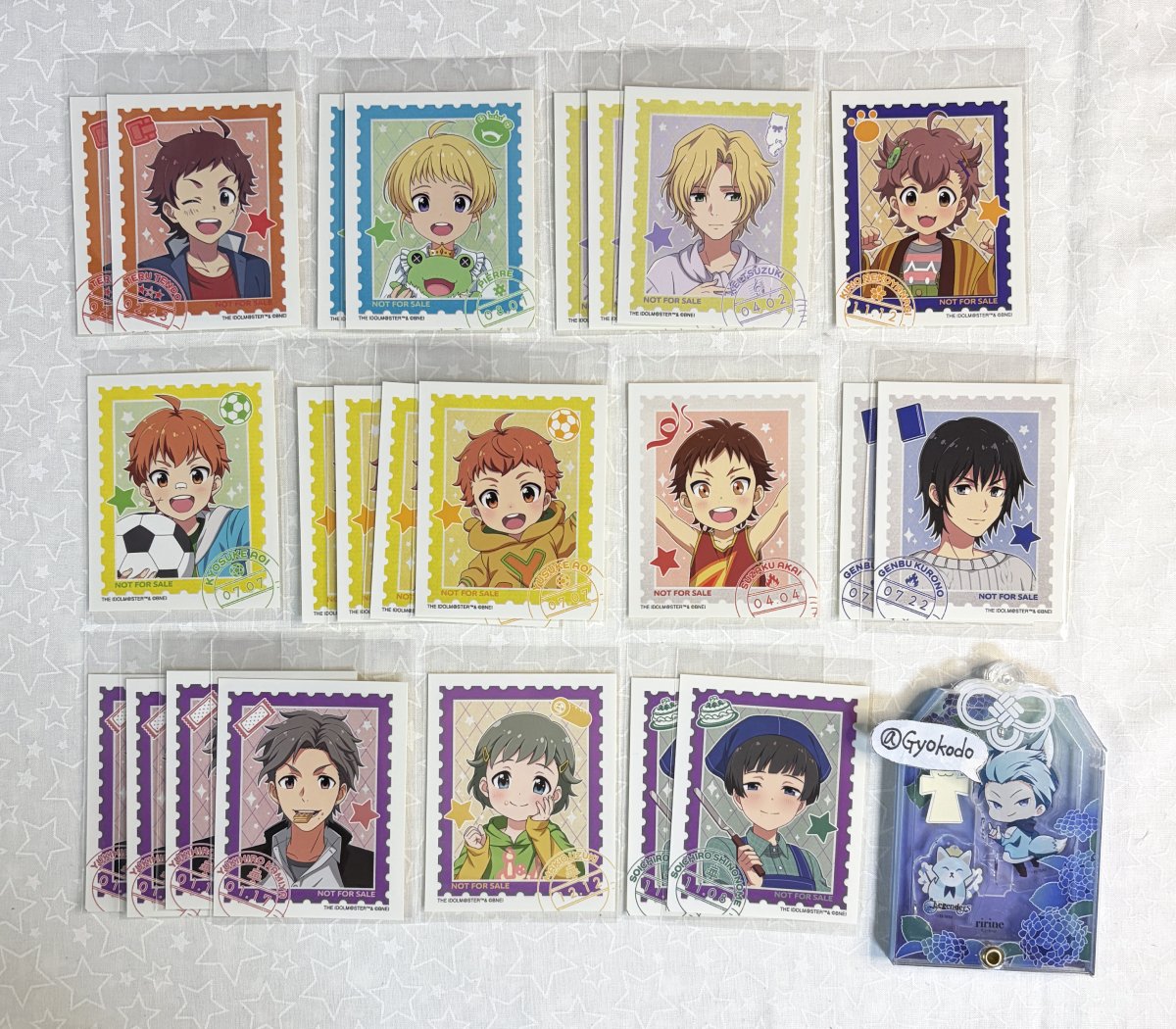 Gyokodo's tweet photo. 《交換》リメンバーショット　リメショ　特典　切手風ステッカー　アニメイト　アイドルマスターSideM

譲）輝　ピエール　圭　キリオ　享介　悠介
　　朱雀　玄武　神谷　巻緒　東雲
　　類　直央　涼　旬　隼人　夏来　春名

求）想楽2

郵送のみ。
条件の合う方よろしくお願いいたします。 https://t.co/aEJriEn8v1