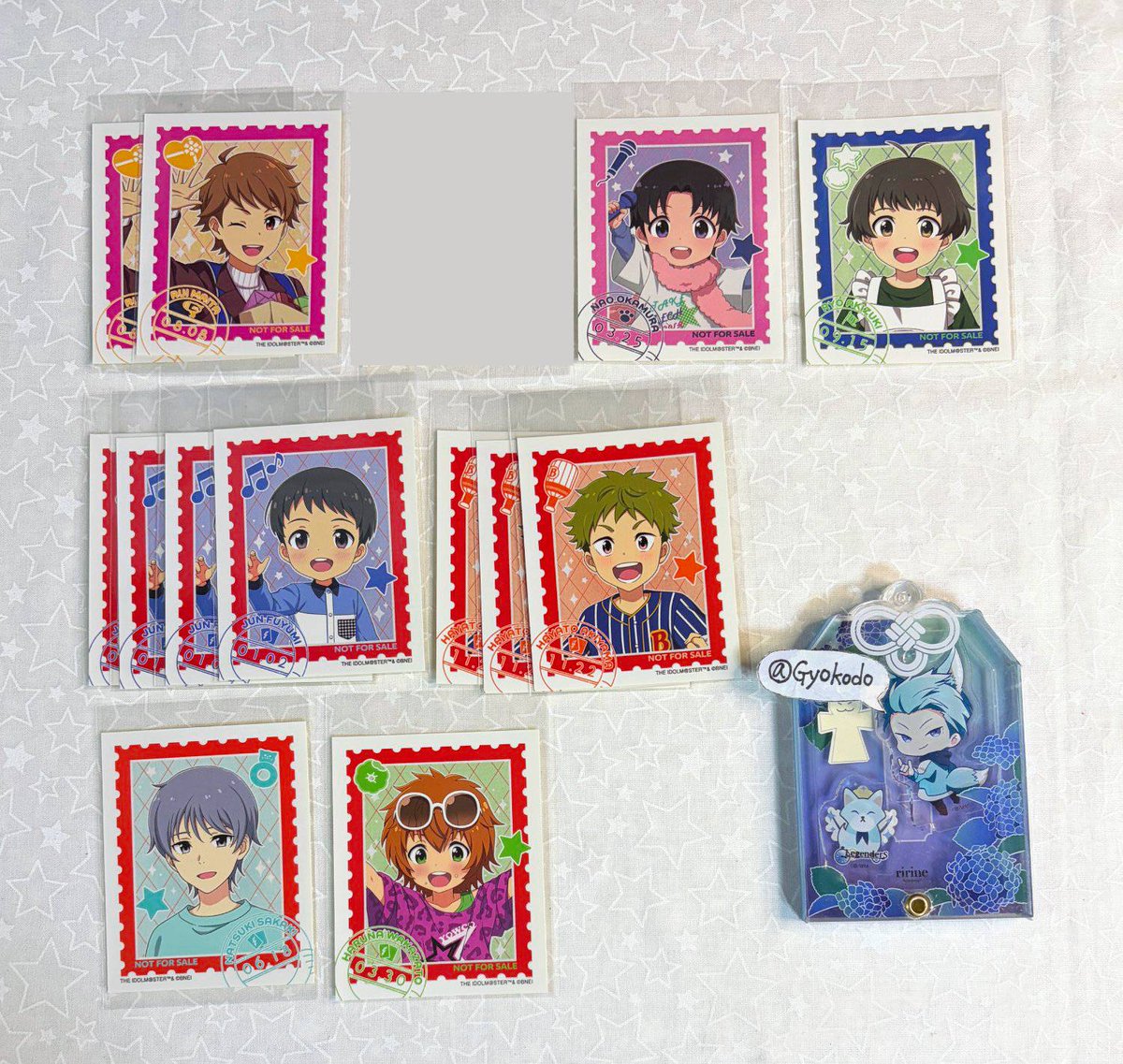 Gyokodo's tweet photo. 《交換》リメンバーショット　リメショ　特典　切手風ステッカー　アニメイト　アイドルマスターSideM

譲）輝　ピエール　圭　キリオ　享介　悠介
　　朱雀　玄武　神谷　巻緒　東雲
　　類　直央　涼　旬　隼人　夏来　春名

求）想楽2

郵送のみ。
条件の合う方よろしくお願いいたします。 https://t.co/aEJriEn8v1