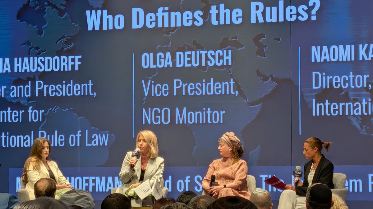 NGOmonitor's tweet photo. “The same European governments applying sanctions against Israel are not questioning where these campaigns are coming from.”
NGO Monitor VP @Olga_Deutsch discussed the NGO-to-policy pipeline on a panel with @HausdorffMedia at @Jerusalem_Post’s Diplomatic Conference. https://t.co/dqI7oXhtuf