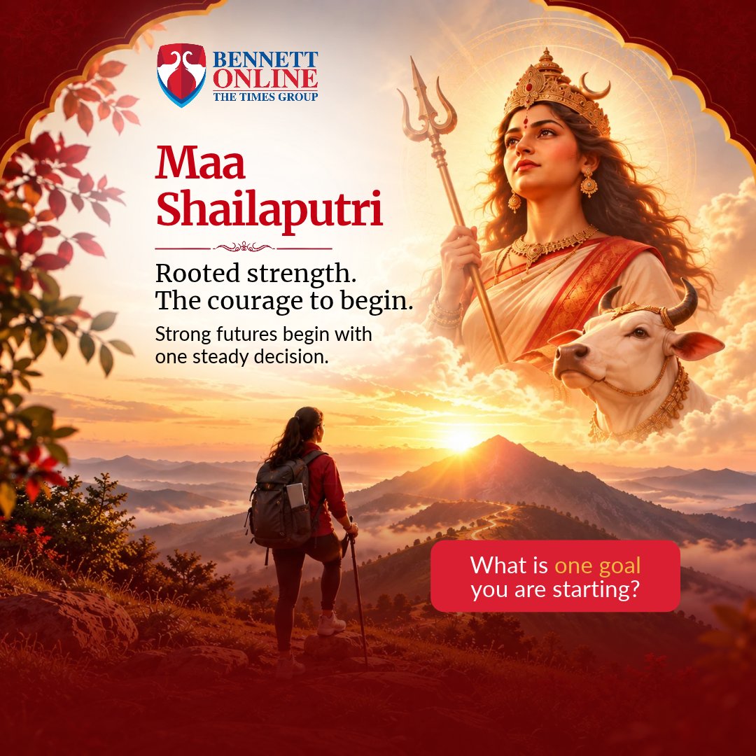 bennettcdoe's tweet photo. Day 1 of Navratri celebrates Maa Shailaputri, symbolising rooted strength and the courage to begin.

For every learner, strong futures begin with one steady decision.

#Navratri #Day1 #MaaShailaputri #BennettOnline https://t.co/jEuvoMmqSc