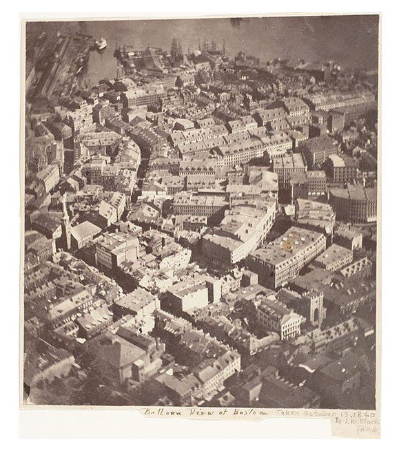 Rainmaker1973's tweet photo. This is the oldest surviving aerial photograph, taken 43 years before the invention of the airplane, 166 years ago Today. https://t.co/wT7qU7upyi
