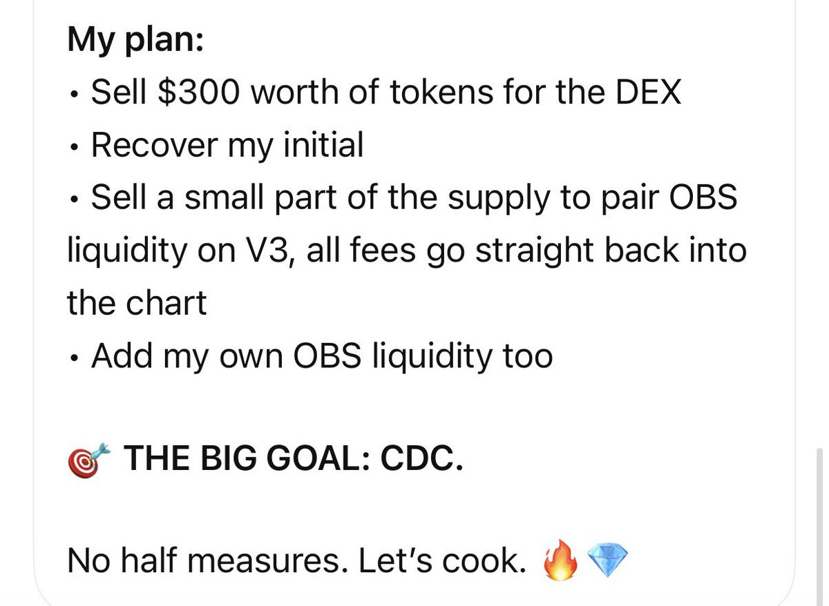 cookiescook777's tweet photo. Launching my own meme coin in less than 2 weeks. 👀🔥

Quick breakdown ⬇️

⚡ Live launch during Office Hours
💎 20–25% supply
🔒 Staking + LP farming
💧 THICK OBS liquidity paired on Obsidian
🏆 MANY MANY trading competitions
💰 Part of Supply allocated to Obsidian Finance https://t.co/c9EAsYpgK4