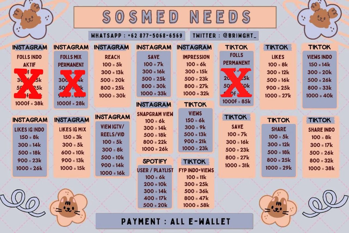 keinfr's tweet photo. holaa, aku jual sosmed needs. boleh tanya2 duluu, bisa dm atau wa. 100% trusted testi in bio 🙌

t. wtb wts info jual beli followers folls ig instagram indo view views reels igtv tiktok shopee twitter twt telegram facebook fyp share indo like likes ada yg yang 3 https://t.co/Ald6GH8in3