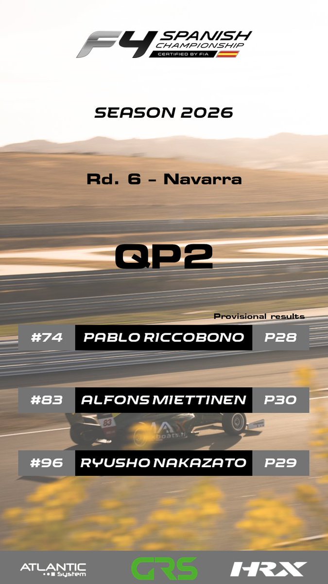 GRSTeam_'s tweet photo. 🏁Results - @F4Spain - QP2
#GRSTeam #F4Spain https://t.co/UCCcuN9hqu