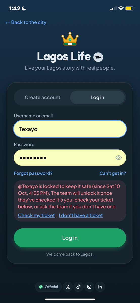 Lamedasneh's tweet photo. @LagosLifeApp I need help on my account. I mistakenly locked my account can’t log since yesterday https://t.co/UoMPZQ1f8X