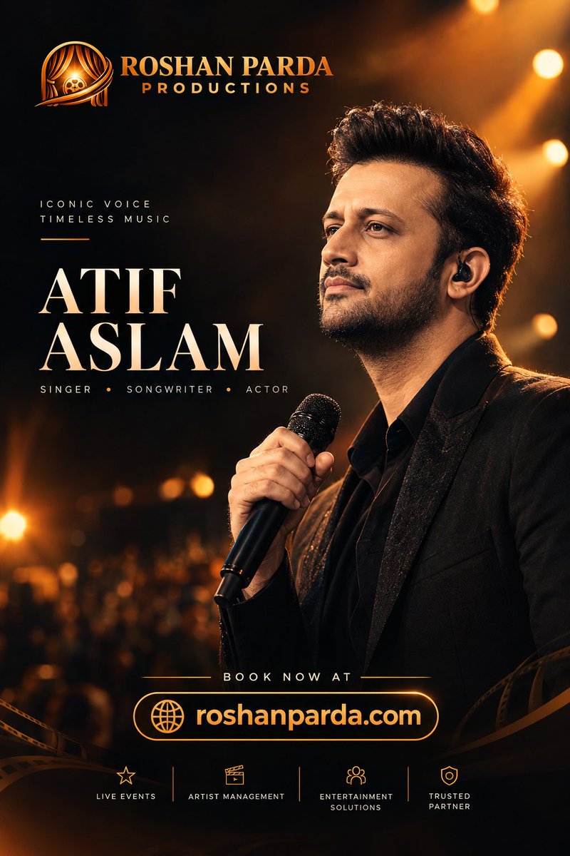RoshanParda's tweet photo. Hire Atif Aslam for musical events and concerts

Discover the soulful voice of Atif Aslam with Roshan Parda Productions. Looking for artist booking, live concert performances, or entertainment for your next event?
 https://t.co/WLq19IFuR4

#AtifAslam #ArtistBooking #RoshanParda https://t.co/W7lBCky3sK