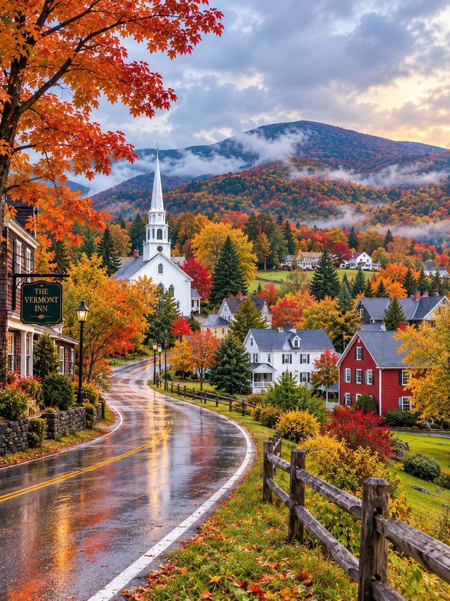 PrettyCitiesX's tweet photo. Autumn in Vermont 🇺🇸 https://t.co/a3KLHRjWXK