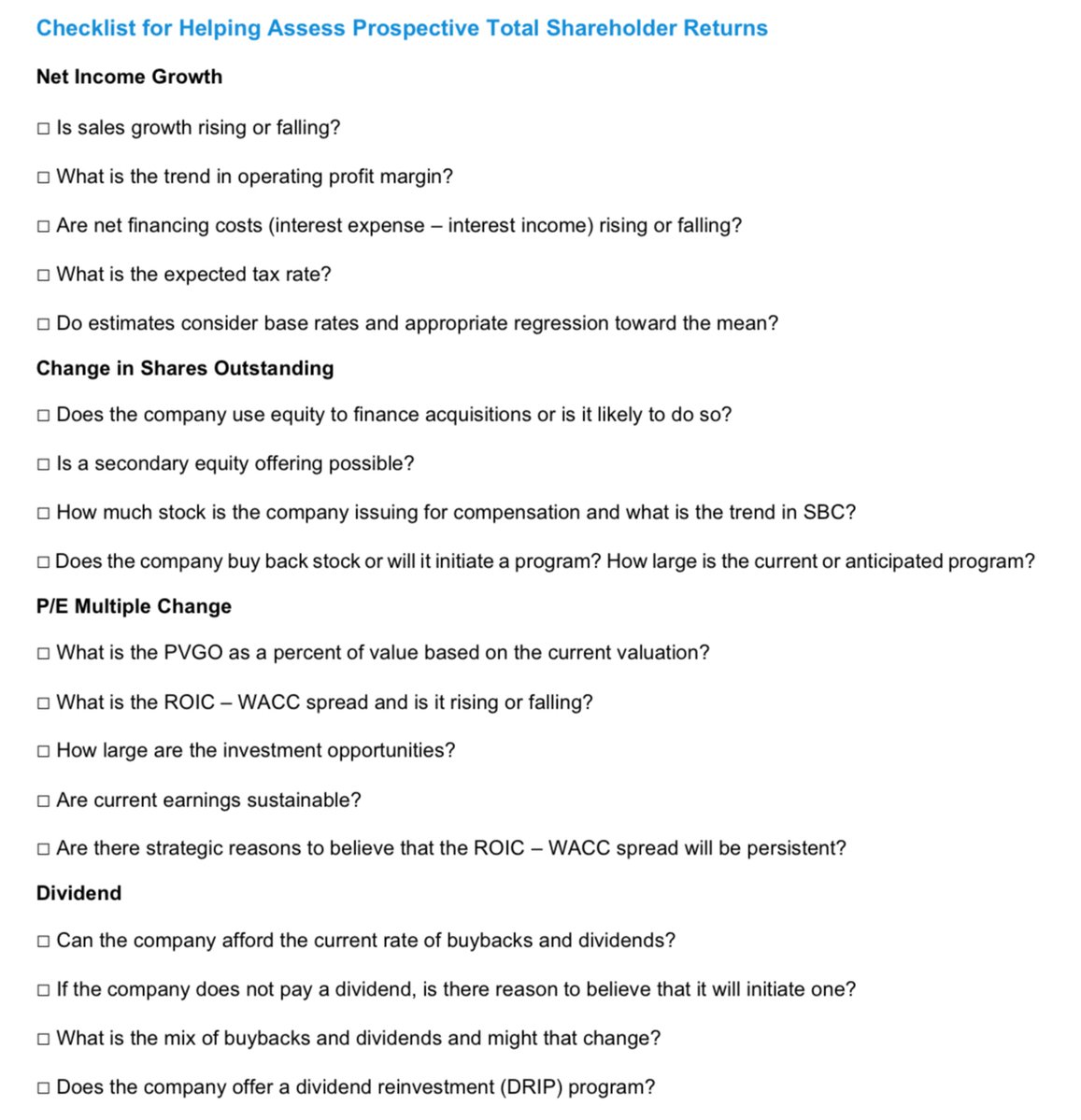 InvestInAssets's tweet photo. A checklist for stock investors: https://t.co/EwGdhdgFq8