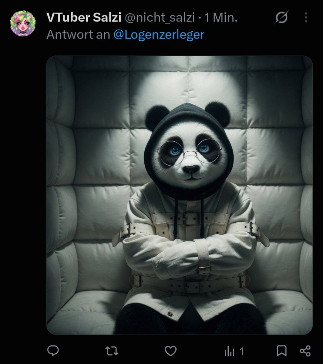 Logenzerleger's tweet photo. Schaut euch das Schizo-Wrack an: Gestern noch #Mausi, dann als Panda-Klon rumoxidieren und mir jetzt  Paranoia-Memes in die Replies rotzen. 

Kuss an @KoelnAnonymous, du hast die Siff-Gestalten mental so hopsgenommen, dass sie nur noch halluzinieren. 
Bodenloser Siff Cringe. https://t.co/HMXGZBCmrL