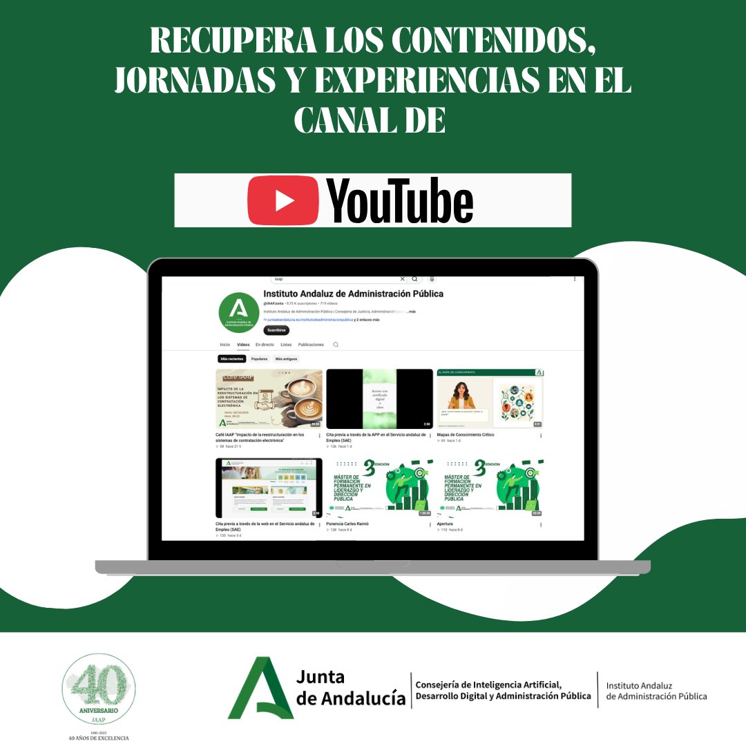 IAAPJunta's tweet photo. 📣 Tras un septiembre muy activo, ¿te has perdido algo?
▶️ ¡Nos tienes a un clic! Recupera los contenidos, jornadas y experiencias en el canal de YouTube del #IAAP.
📲 ¡Dale al play y ponte al día!
🔗 https://t.co/WUP0rqzrbm

@AndaluciaJunta @IAJuntaAND https://t.co/SNbPaF0KXH