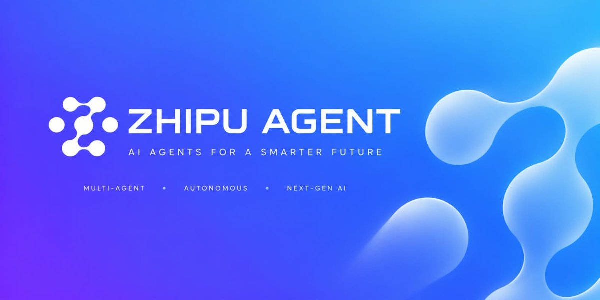 ZhipuAgent's tweet photo. 隆重推出 ZHIPU AGENT —— 开启更智能未来的 AI 智能体！
🤖 多智能体技术
⚡ 自主 AI 智能
🌐 新一代 AI 创新
未来正迈向 AI 智能化与自主化程度日益提升的新时代，ZHIPU AGENT 应运而生，引领 AI 技术的这一轮演进！
您准备好迎接新一代 AI 智能体了吗？

#ZhipuAgent #ZhipuAI #AI #AI智能体 #AI技术 https://t.co/I4eyDS6bP5