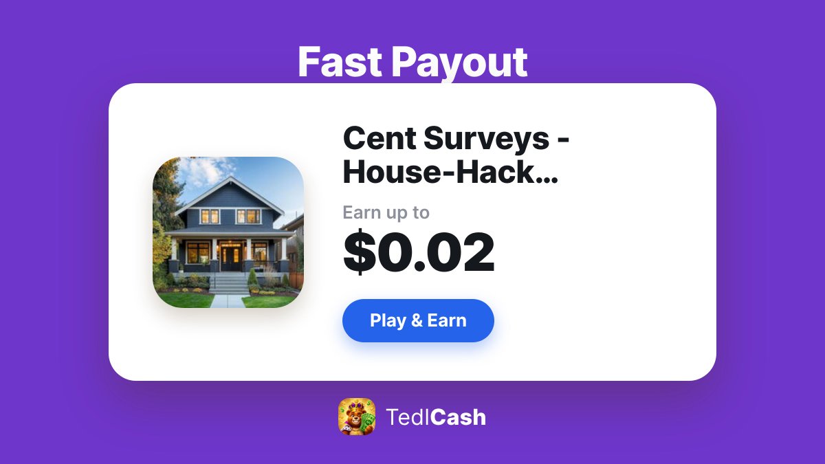 TedlCash's tweet photo. Cent Surveys - House-Hack Candidate Quiz pays $0.02 fast ⚡
A few minutes of your time, real cash to your balance.

Grab it: 👉 https://t.co/fM6hwmpFLZ https://t.co/vbQMG75CGR