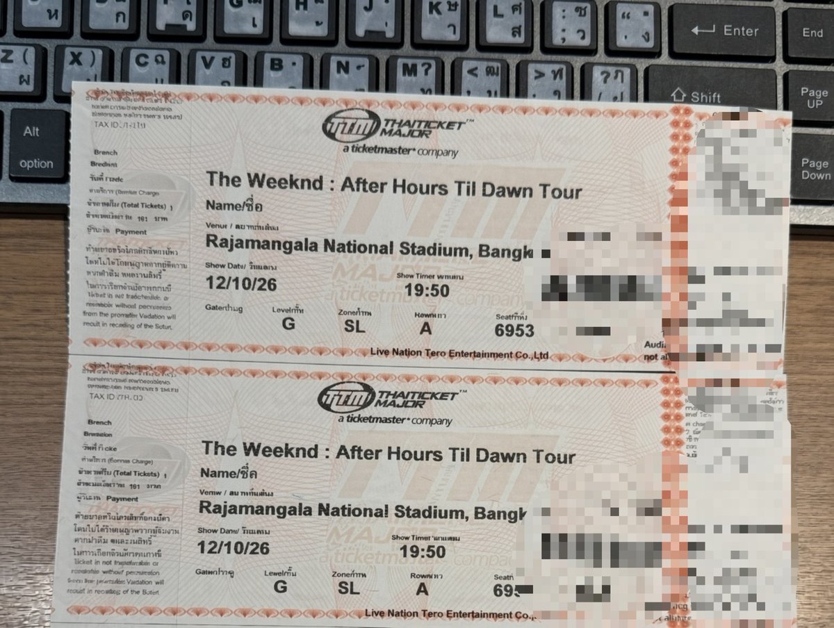 jungshecas's tweet photo. WTS | ขายบัตร

The Weeknd: After Hours Til Dawn Tour in Bangkok

📅 11 ต.ค. (วันอาทิตย์) และ 12 ต.ค. (วันจันทร์)

🎟️ บัตรโซน N2G มีหลายใบติดกันค่ะ

🤝 นัดรับบัตรด้วยตัวเองได้
รับผู้ซื้อชาวต่างชาติค่ะ

#TheWeeknd #AfterHoursTilDawnTourBKK #AfterHoursTilDawnTourBKK https://t.co/Qgg6V1dXQM