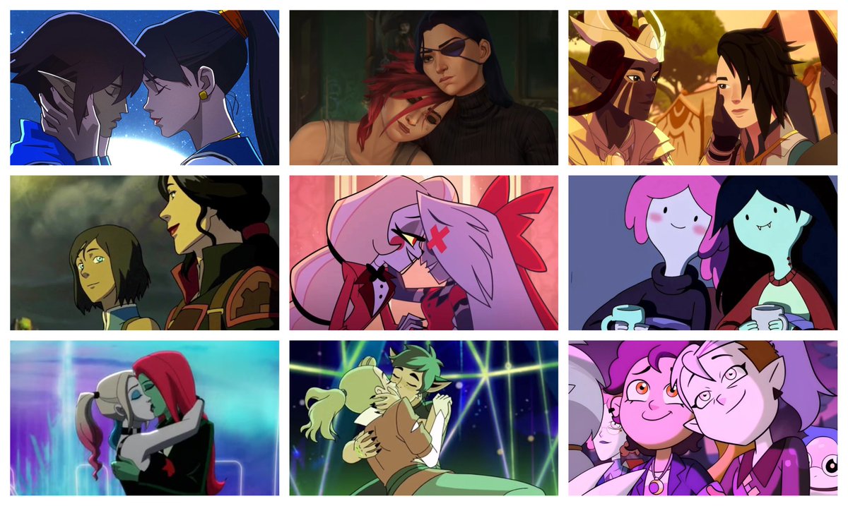 arthurianmaiden's tweet photo. You guys are living in 1999. Or maybe you don't really care for wlw in animated series, otherwise you would know they outnumber mlm by a lot. Example: (add two to the mlm panel, they didn't fit) https://t.co/UENIueOcjk