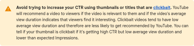 stratbyabdullah's tweet photo. A 4% CTR isn't bad.

I see teams panic over this number every week. So here's what @YouTube  itself says.

Half of all channels and videos on YouTube sit between 2% and 10% impressions CTR.

That's straight from their Help page.

And CTR is supposed to drop when a video starts working. When YouTube pushes it to the home page, way more people see it, including people who've never heard of you. More impressions, lower CTR.

So a falling CTR with rising impressions is often a GOOD sign.

The actual red flag YouTube names is this combo:
High CTR. Low AVD. Lower than expected impressions.

They literally call that clickbait.

What to do instead:
→ Compare CTR against your own videos, not other channels
→ Look at it by traffic source (browse, suggested, search all behave differently)
→ Judge packaging on whether people click AND stay

A great thumbnail doesn't just get the click.

It makes a promise the video KEEPS.